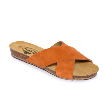 Plakton Flat Sandal – Faro Orange Suede
